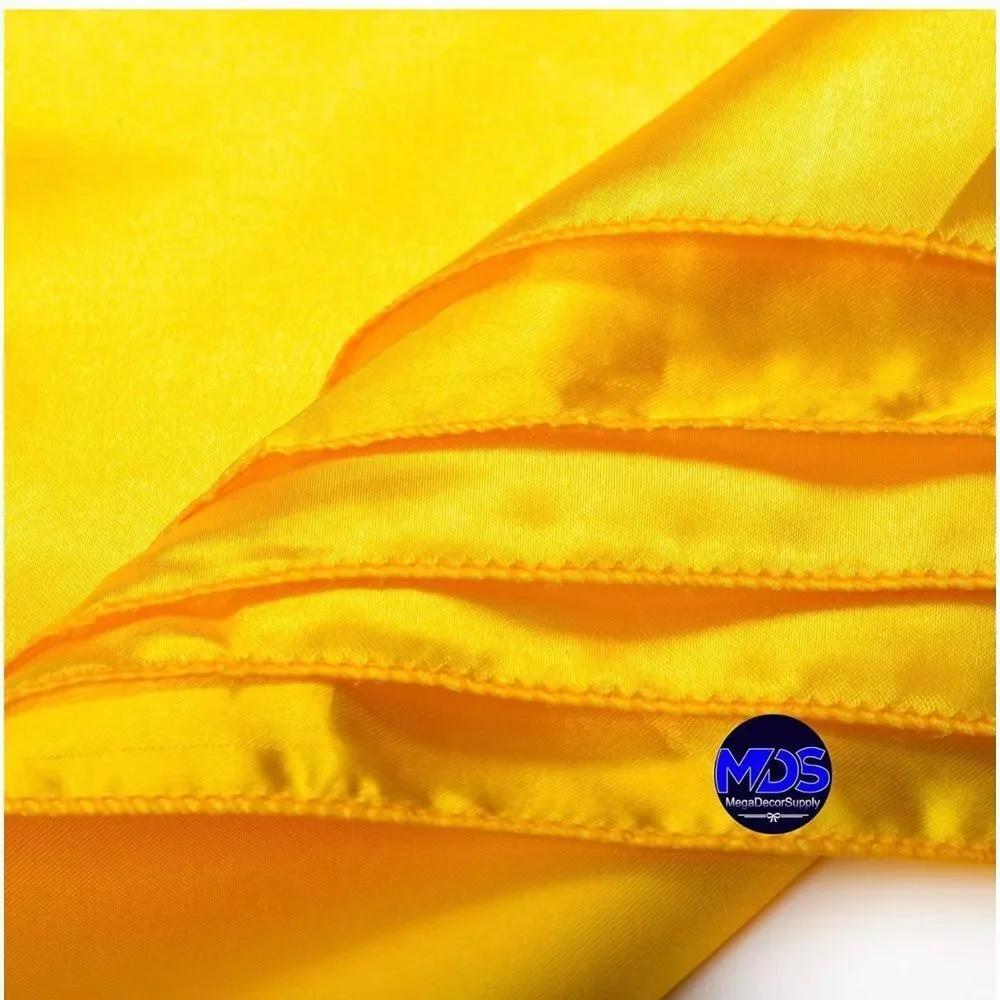 MDS pack of 11Pieces Wedding Satin Napkin Square 12 X 12 Inches  - yellow gold‎
